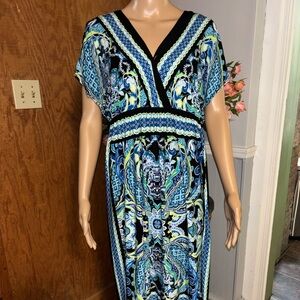 AB Studio XL Paisley V-Neck Dress